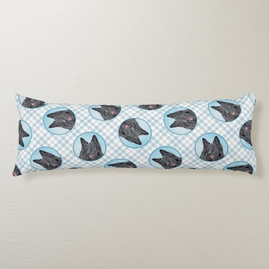 Belgische Groenendael Herdershond Zwarte Schilderh Lichaamskussen (Voorkant)