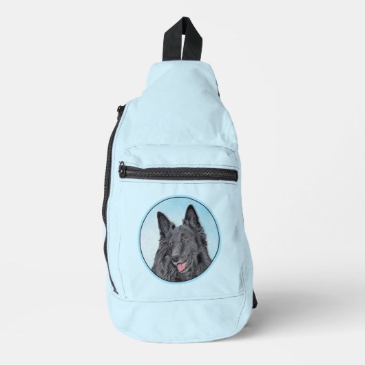 Belgische Groenendael Herdershond Zwarte Schilderh Sling Bag (Voorkant)