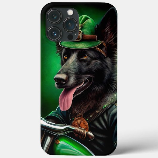 Belgische herder die fiets rijdt St. Patrick's Day Case-Mate iPhone Case (Achterkant)