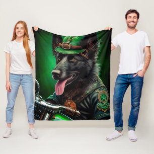 Belgische herder fietsend op St. Patrick's Day Fleece Deken