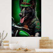 Belgische herder fietsend op St. Patrick's Day Poster (Keuken)