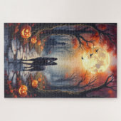 Belgische herder Gotische bos Halloween-kunst Legpuzzel (Horizontaal)