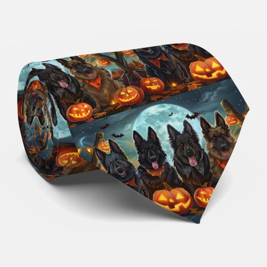 Belgische Herder Halloween Spooky Stropdas (Opgerold)