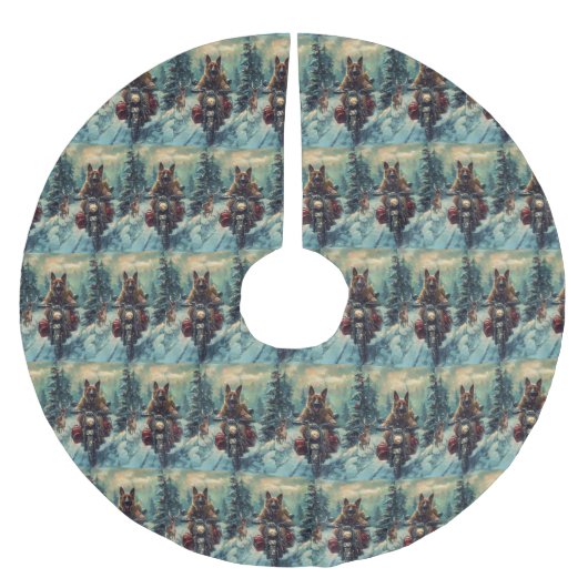 Belgische Herder Hond Rijden Motorfiets Kerstmis Kerstboom Rok (Voorkant)