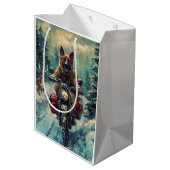 Belgische Herder Hond Rijden Motorfiets Kerstmis Medium Cadeauzakje (Achterkant Gekanteld)