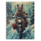 Belgische Herder Hond Rijden Motorfiets Kerstmis Notitieboek (Voorkant)
