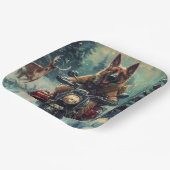 Belgische Herder Hond Rijden Motorfiets Kerstmis Papieren Bordje (Gebogen)