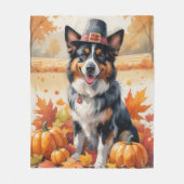 Belgische Herder In Herfstbladeren Dankdag Kunst Fleece Deken (Voorkant)