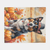Belgische Herder In Herfstbladeren Dankdag Kunst Fleece Deken (Voorkant (Horizontaal))