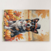 Belgische Herder in Herfstbladeren Dankzegging Kun Legpuzzel (Horizontaal)