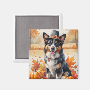 Belgische Herder in Herfstbladeren Thanksgiving Ku Magneet