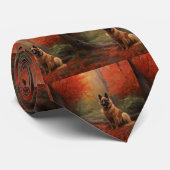 Belgische Herder in Herfstbladeren Vallen Inspirer Stropdas (Opgerold)