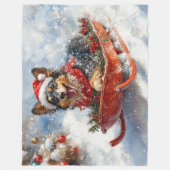 Belgische herder in slee laat het sneeuwen Kerstmi Fleece Deken (Voorkant)