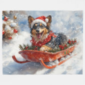 Belgische herder in slee laat het sneeuwen Kerstmi Fleece Deken (Voorkant (Horizontaal))