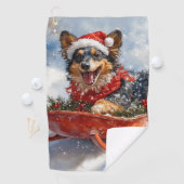 Belgische herder in slee laat het sneeuwen Kerstmi Golfhanddoek (Insitu)