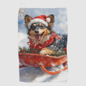 Belgische herder in slee laat het sneeuwen Kerstmi Golfhanddoek (Voorkant)