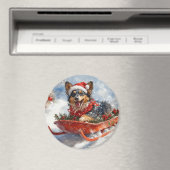 Belgische herder in slee laat het sneeuwen Kerstmi Magneet (Insitu (Vaatwasser))