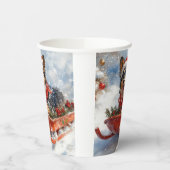 Belgische herder in slee laat het sneeuwen Kerstmi Papieren Bekers (Links)