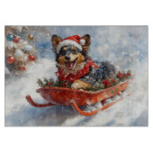 Belgische herder in slee laat het sneeuwen Kerstmi Snijplank (Voorkant)