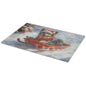 Belgische herder in slee laat het sneeuwen Kerstmi Snijplank (Hoek)