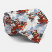 Belgische herder in slee laat het sneeuwen Kerstmi Stropdas