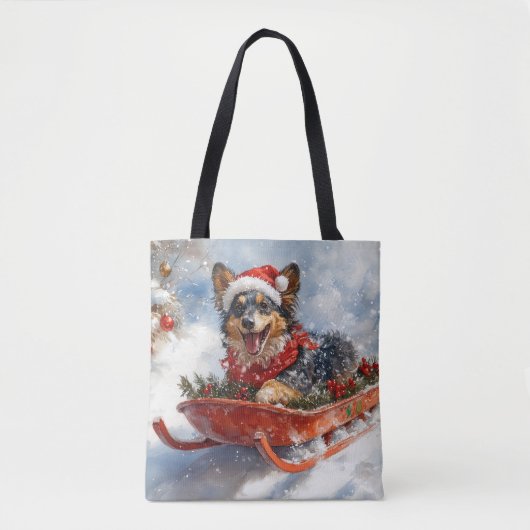 Belgische herder in slee laat het sneeuwen Kerstmi Tote Bag (Voorkant)