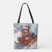 Belgische herder in slee laat het sneeuwen Kerstmi Tote Bag (Achterkant)