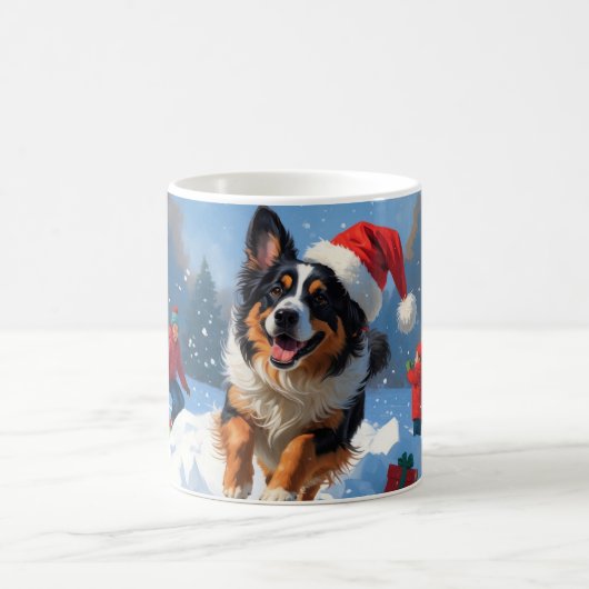 Belgische herder Kerst Sneeuwscène Koffiemok (Center)