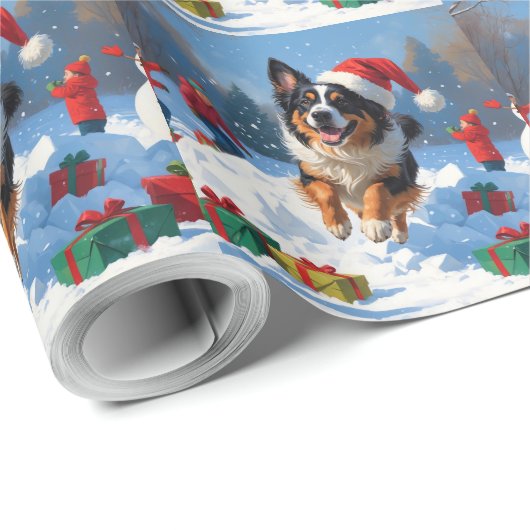 Belgische Herder Kerstfeest Sneeuwscène Cadeaupapier (Rol Hoek)