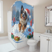 Belgische Herder Kerstfeest Sneeuwscène Douchegordijn (In situ)