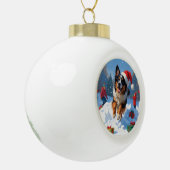 Belgische Herder Kerstfeest Sneeuwscène Keramische Bal Ornament (Links)