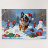 Belgische Herder Kerstfeest Sneeuwscène Legpuzzel (Horizontaal)