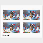 Belgische Herder Kerstfeest Sneeuwscène Rechthoekige Sticker (Vel)