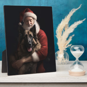 Belgische herder Kerstman Feestelijke Kerstmis Fotoplaat