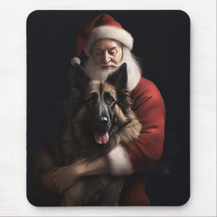 Belgische Herder Kerstman Feestelijke Kerstmis Muismat
