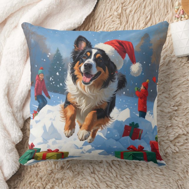 Belgische herder Kerstmis Sneeuwlandschap Kussen (Deken)