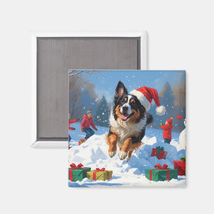 Belgische herder Kerstmis Sneeuwlandschap Magneet