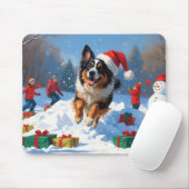 Belgische herder Kerstmis Sneeuwlandschap Muismat (Met muis)