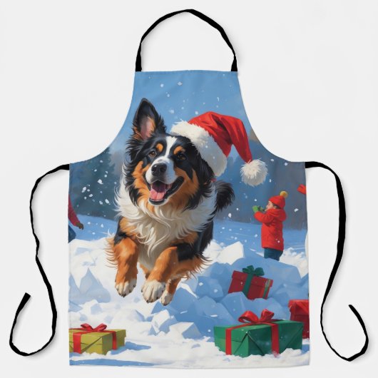 Belgische herder Kerstmis Sneeuwlandschap Schort (Voorkant)