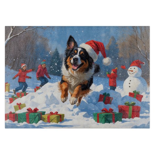 Belgische herder Kerstmis Sneeuwlandschap Snijplank (Voorkant)