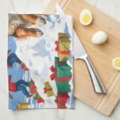 Belgische herder Kerstmis Sneeuwlandschap Theedoek (Quarter Fold)