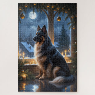 Belgische Herder Met Kerstverlichting Vakantie Legpuzzel