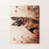 Belgische Herder met Rozen - Valentijnsdag Legpuzzel (Verticaal)