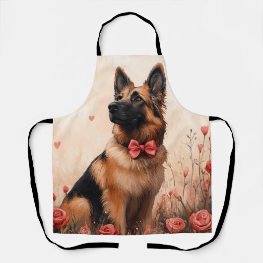 Belgische Herder met Rozen - Valentijnsdag Schort (Voorkant)