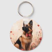Belgische Herder met Rozen - Valentijnsdag Sleutelhanger (Achterkant)