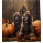 Belgische Herder Puppy Herfst Delight Pompoen Douchegordijn (Voorkant)