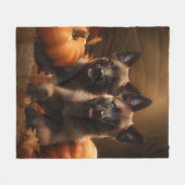 Belgische Herder Puppy Herfst Delight Pompoen Fleece Deken (Voorkant (Horizontaal))