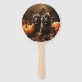 Belgische Herder Puppy Herfst Delight Pompoen Handwaaier (Achterkant)