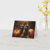 Belgische Herder Puppy Herfst Delight Pompoen Kaart (Gele Bloem)