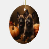 Belgische Herder Puppy Herfst Delight Pompoen Keramisch Ornament (Rechts)